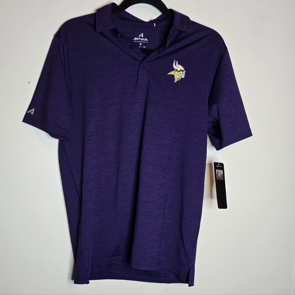 NFL Vikings Embroidered Mascot Purple Polo Mens Small New With Tags